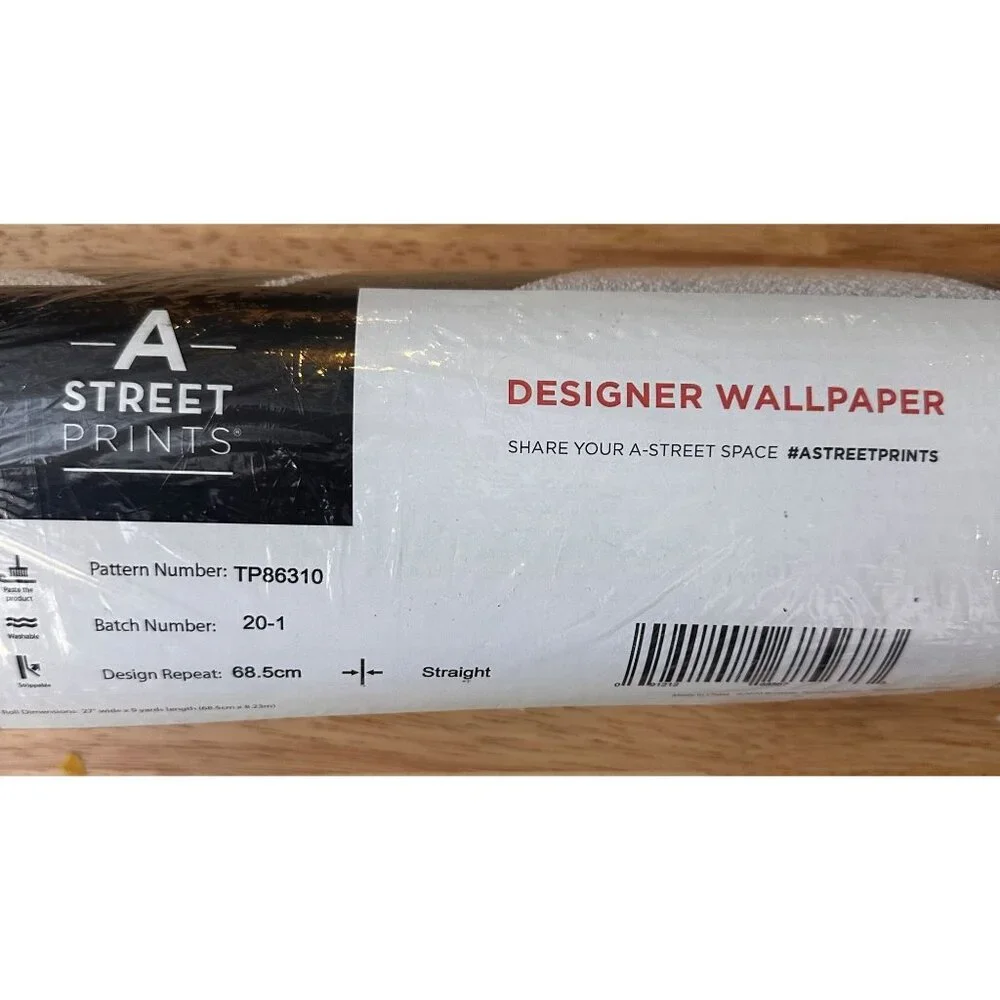 NEW Sealed A Street Payton Black Hexagon Trellis Wallpaper SKU: 2971-86309